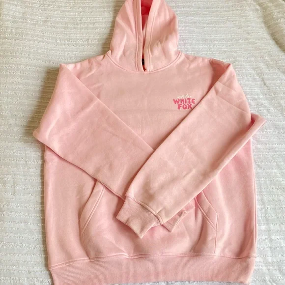White Fox With Love Always Oversized Hoodie Baby Pink - Picture 2 of 8